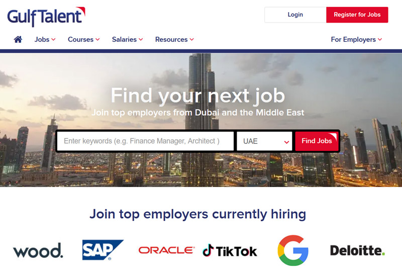 GulfTalent’s website interface